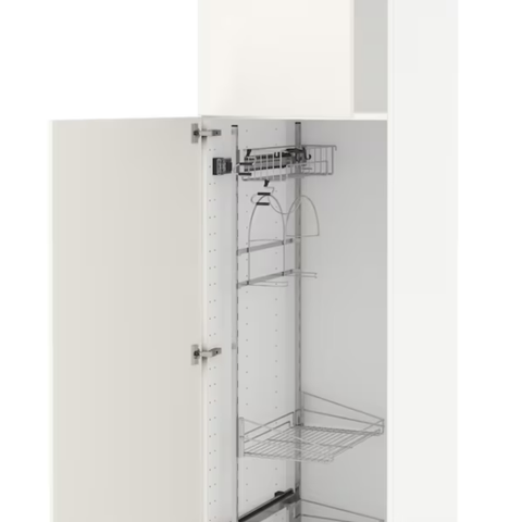 Høyskap med rengjøringsinnredning, hvit/Veddinge hvit, 60x60x200 cm