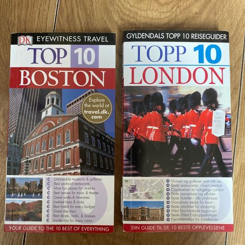 2 stk. Bøker for turister. Boston. London.