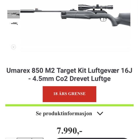 Umarex 850 M2 Target Kit Luftgevær 16J - 4.5mm Co2 Drevet Luftge