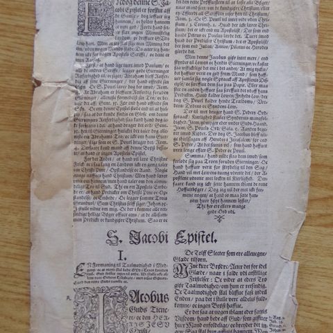 4 enkeltsider fra Frederik IIs Bibel fra 1589