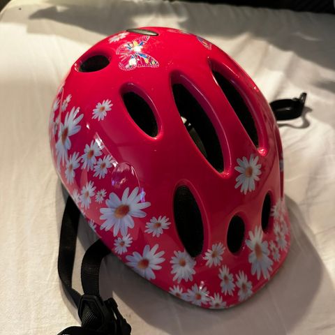 «Lazer» rosa sykkelhjelm  med blomster - 49-56 cm