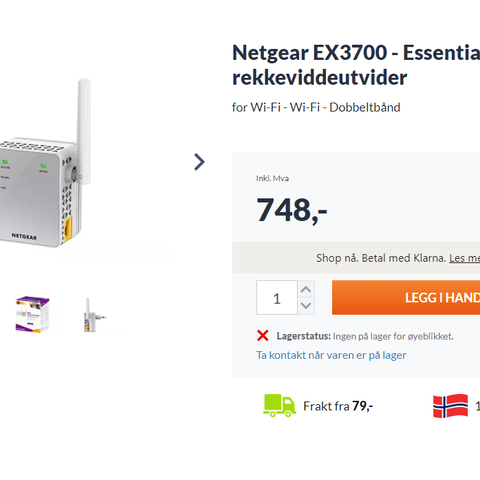 Netgear EX3700 - Essentials Edition - rekkeviddeutvider
