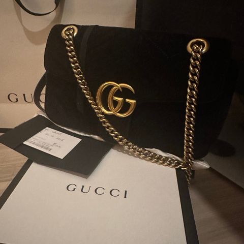 Gucci Marmont Velvet Shoulder Bag NERO - kvittering Gucci Oslo