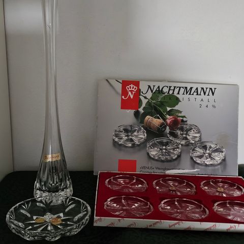 Nachtmann  Germany krystall vase, fat,  glassbrikker
