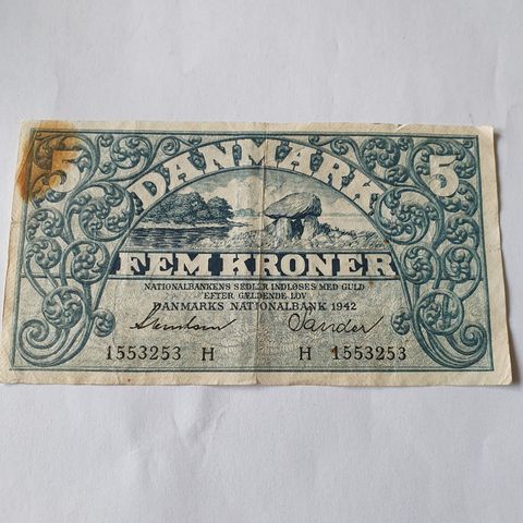 5 kr. seddel Danmark 1942