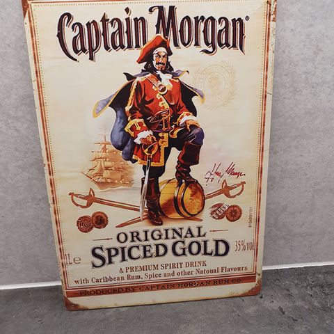 Vintage captain morgan metallskilt
