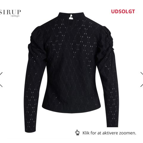 🖤 Sirup Copenhagen sort bluse med flotte detaljer str. S/36 (ny: 700kr)