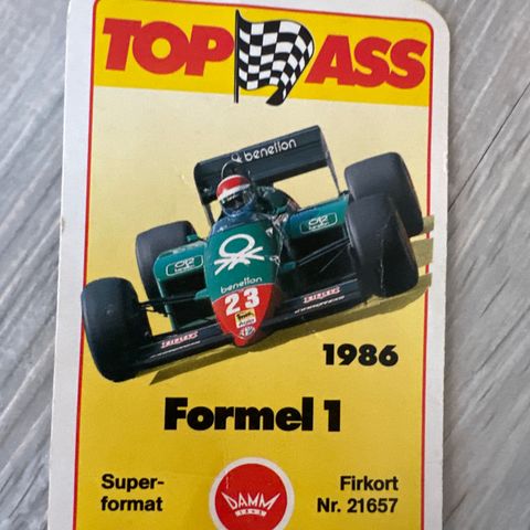 Firkort Formel 1 1986 (Komplett)