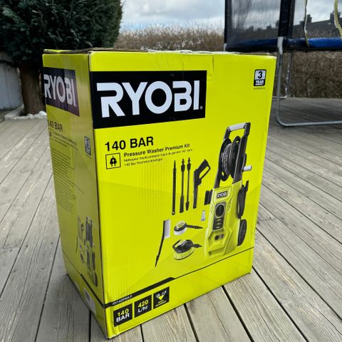 Ny RYOBI høyttrykkspyler 140 BAR / 420L / 1800W Premium