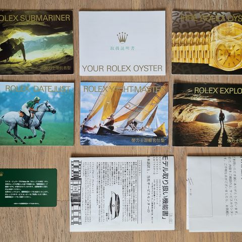 Rolex Submariner, Explorer, Yacht-Master booklets og div