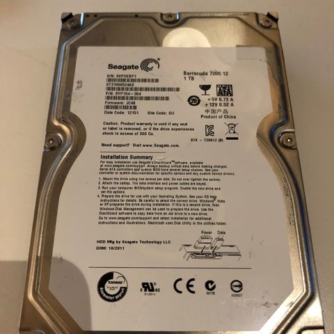 Seagate Barracuda 7200.12 Serial ATA SATA. 1TB