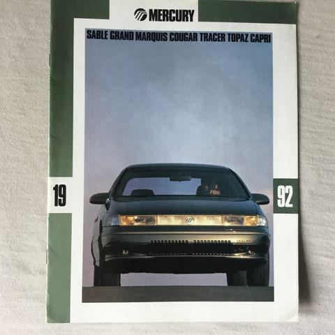 Mercury modellutvalg brosjyre 1992