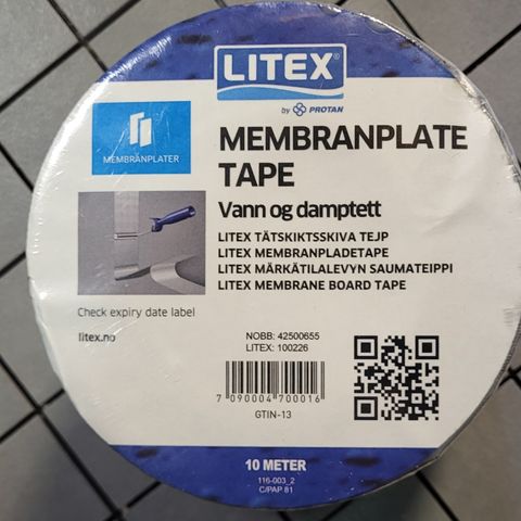 Litex Membranplatetape selklebende tape 10m rull