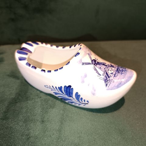 Vintage DELFT HOLLAND Blå Håndmalt Porselenssko med/Vindmølle