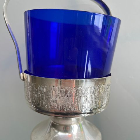 Isbit-skål blå og sølvfarget