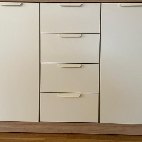 Sideboard JENSLEV 2 doors 4 drawers oak/white (Almost new)