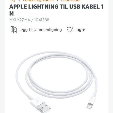 APPLE LIGHTNING TIL USB KABEL