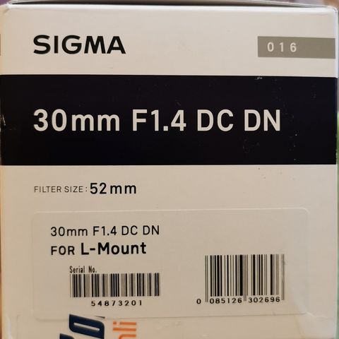 Sigma 30 mm F1.4 DC DN for L mount