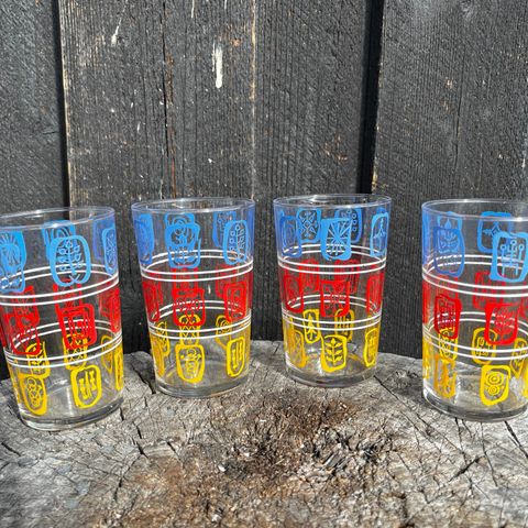 4 retro drikkeglass