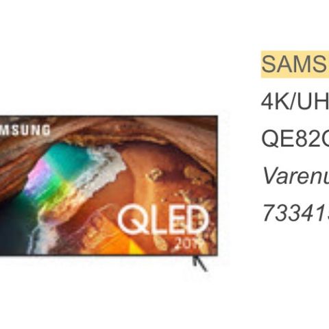 SAMSUNG 82" 4K LED TV - Nypris 39999,-