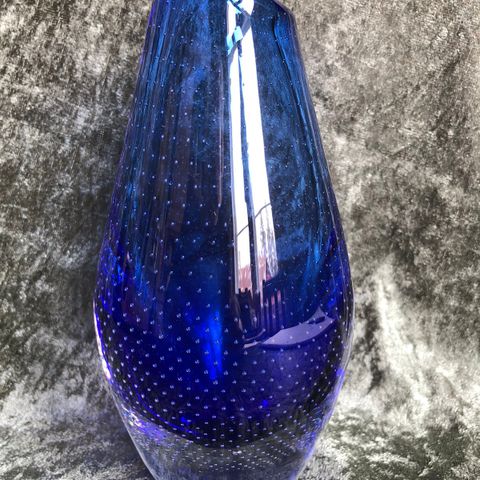 Vase Blå m Luftbobler