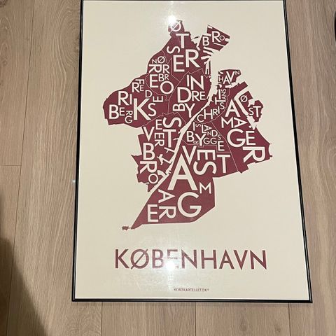 Plakat København og sort ramme 50x70