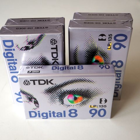 5 stk Nye opptaks Videokassetter TDK Digital 8