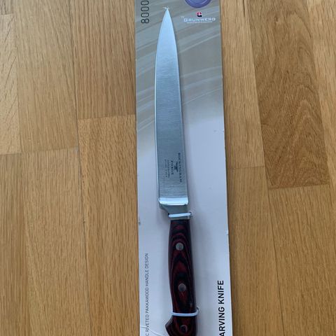 Ny carving kniv fra Grunwerg, 8 inch, kr 250