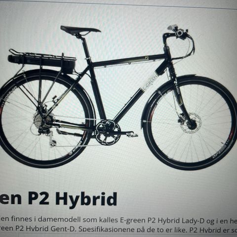 EL-sykkel - E-Green P2 Hybrid