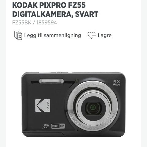 Ønsker å kjøpe ett Kodak pixpro fz55 kamera