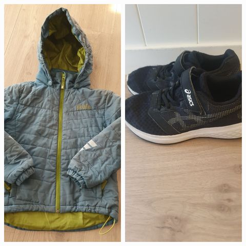 Jakke fra Skogstad, str 116. Asics str 30