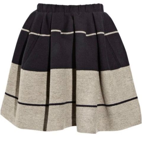 ACNE Navy Gray Wool Flared Skirt