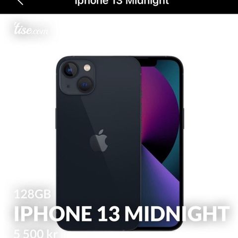 iPhone 13 midnight 128 GB - som ny!
