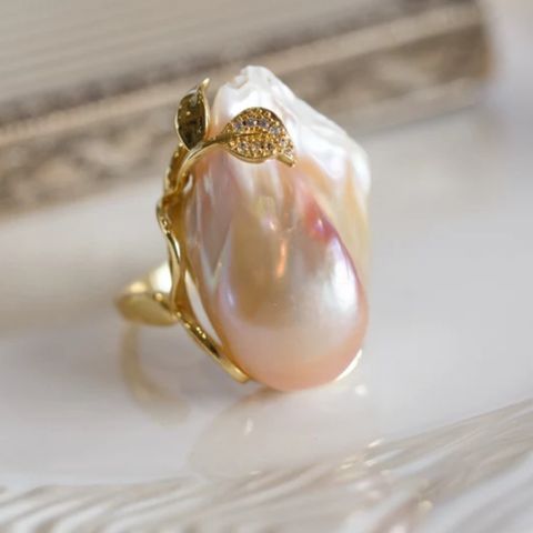 Ekte barokk perle ring