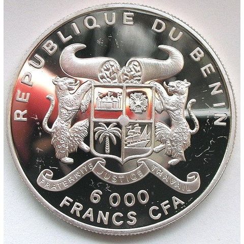 Benin - 6000-Francs-CFA - Sølvmynt - FN 50 år - 1995.