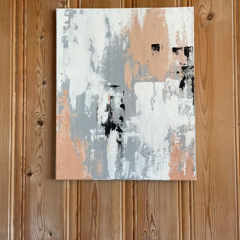Maleri, Håndlaget abstrakt maling på lerret. 40 x 32 cm