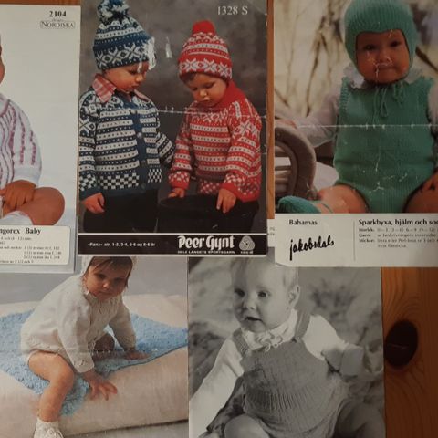 Barnemønster Babymønster Retro Strikkeoppskrift Baby Barn Vintage 80-tallsplagg