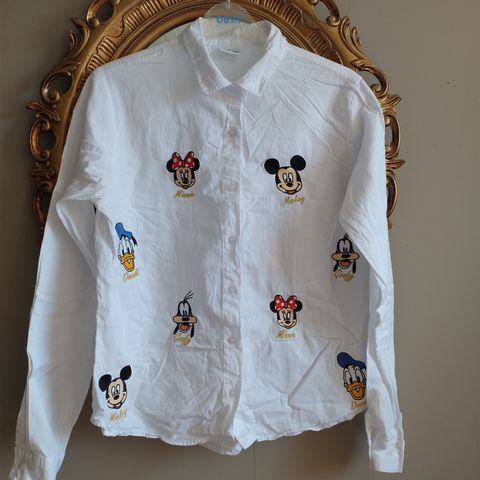 Hvit Disney patchwork brodert skjorte i 100% bomull
