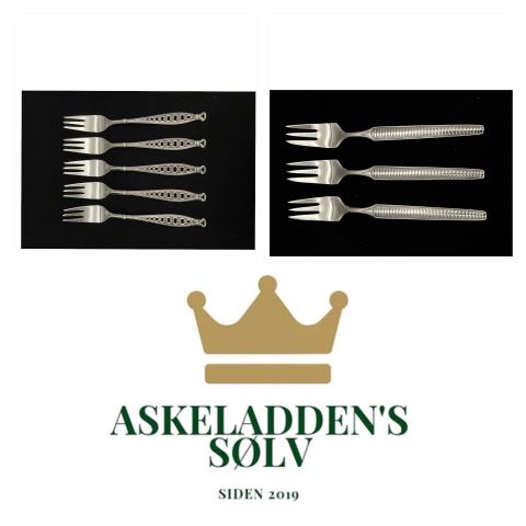 Galla sølv og stil sølv kake gafler i 830s