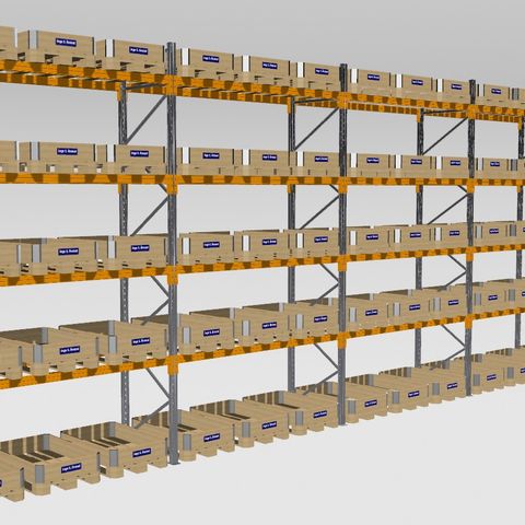 49.5L PallereolS90 - Stigehøyde: 4953mm, 75 palleplasser kr. 27400,- Eks.mva