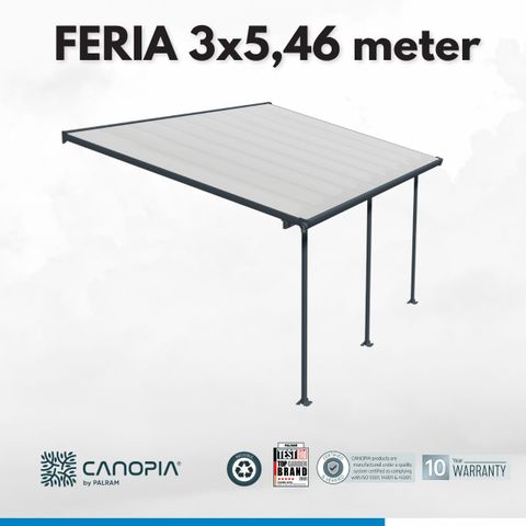 Terrassetak - 3×5,46 meter - Antrasittgrå - FERIA 3M - CANOPIA by PALRAM