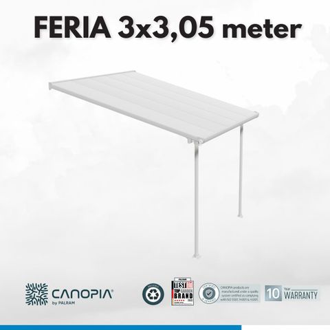 Terrassetak - 3x3,05 meter - Hvit - FERIA 3M - CANOPIA by PALRAM