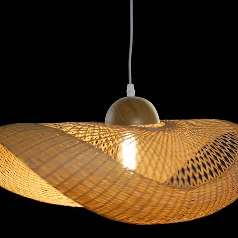 Stor brun bambus pendellampe / taklampe solhatt