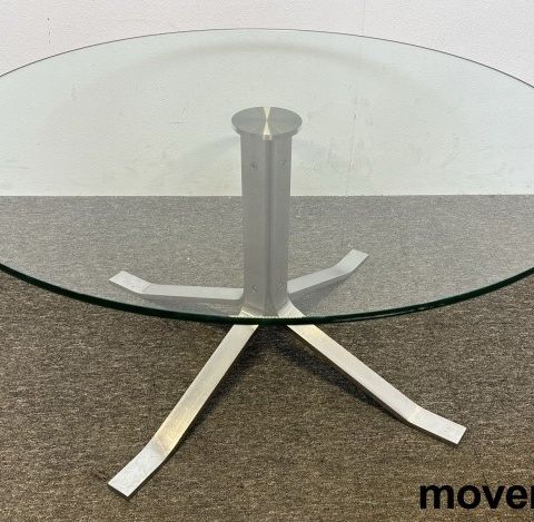 Loungebord / sofabord i glass fra Erik Jørgensen, EJ-5W Corona glassbord, Ø=90cm