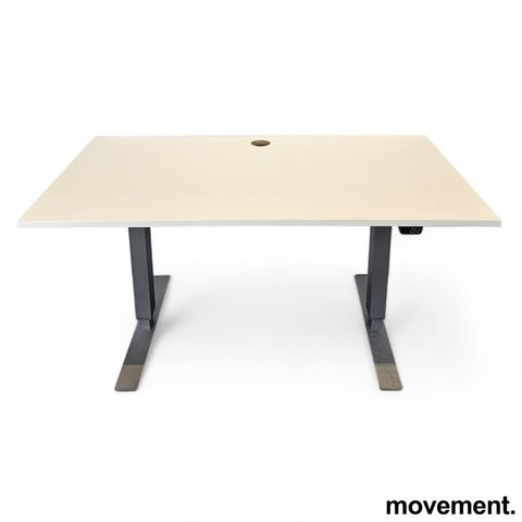 5 stk Rektangulært skrivebord med elektrisk hevsenk fra EFG, hvit / grå, 140x80c