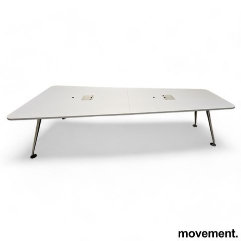3 stk Møtebord / konferansebord / trapesbord fra Vitra i hvit / krom, 300x130/83