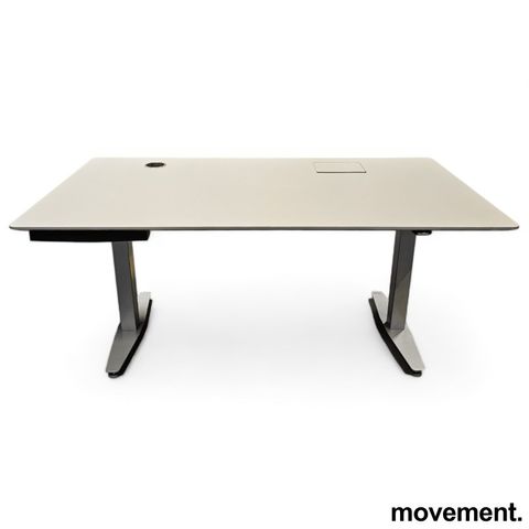 10 stk Duba B8 skrivebord med elektrisk hevsenk i hvit linoleum med grått unders