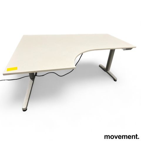 IKEA Galant elektrisk hevsenk, hvit bordplate, 160x120cm, sving på høyre side, b