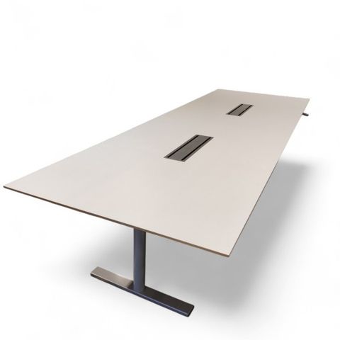 Møtebord / konferansebord i hvitt / grått, 360x120cm, passer 12-14 personer, pen