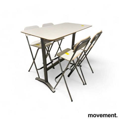 Barbord / ståbord fra Ikea, modell Billsta, med hvit plate 130x70m, H=105cm og 4
